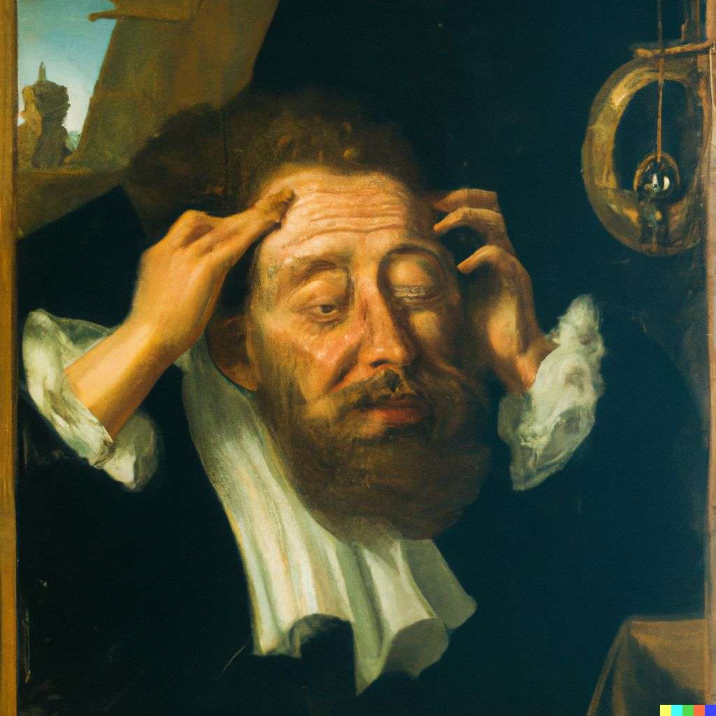 a representation of anxiety, painting from the 17th century